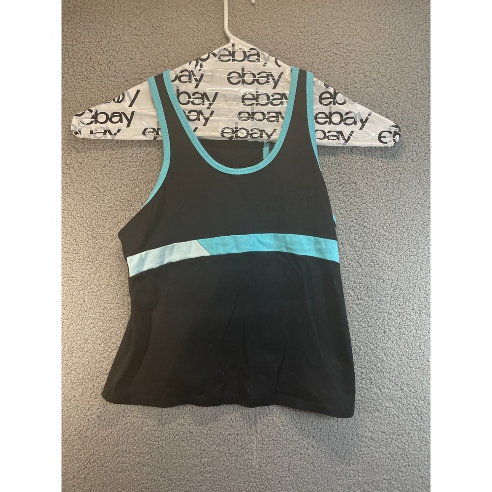 Women’s Black Tank Top with Aqua Trim